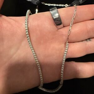 10k Gold, 2ct Diamond Tennis Necklace, 18in adjustable